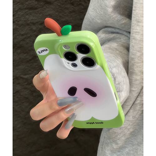 夏日趣味创意立体青苹果核ins适用iPhone16苹果15手机壳华为mate70Pro全包防摔荣耀vivos20菲林硬壳OPPO小米