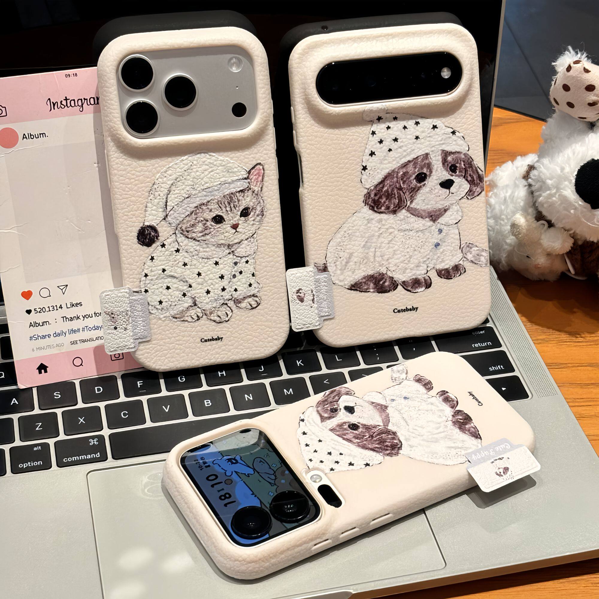 睡衣帽子小猫适用iPhoneDuo立体标签手机壳18Promax/17Pro新款皮纹TPU壳华为mate80vivox500情侣款小米18Pro