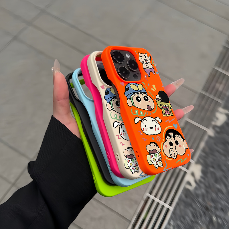 搞怪嘟嘴小新适用苹果16/15promax手机壳iphone14pro可爱卡通13/14软壳12女新款11半包xs肤感防摔plus情侣xr