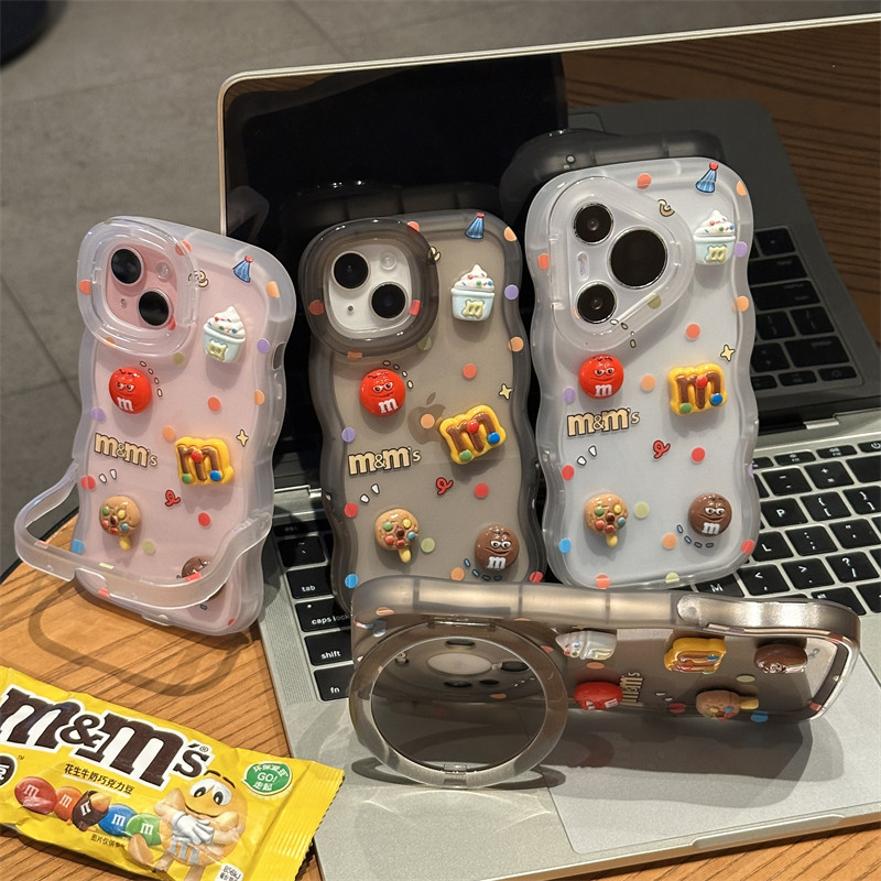 立体M豆合集板凳双支架适用于16promax手机壳iPhone15新款立体公仔套装华为mate60pro保护套pura70Reno13小米