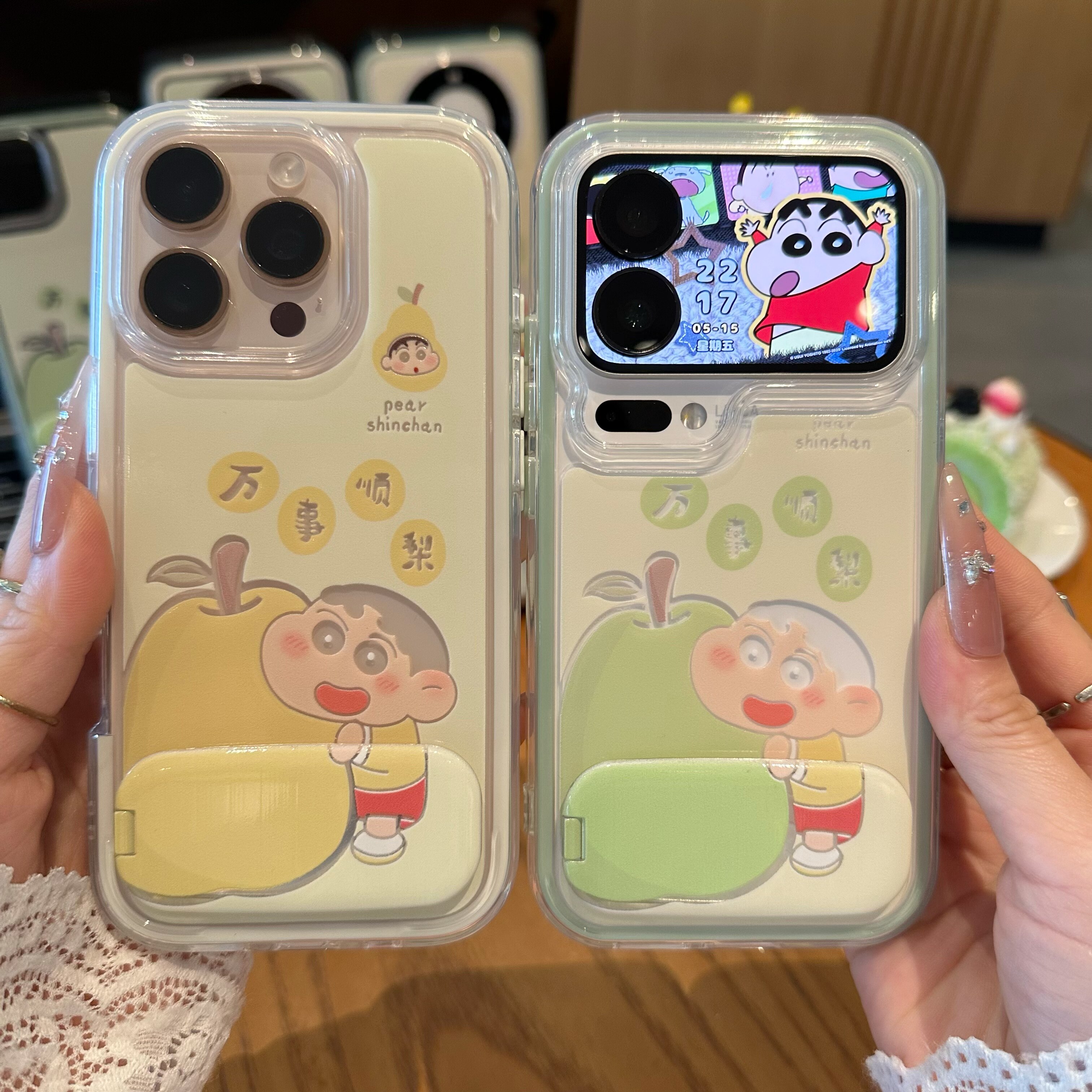 万事顺梨小新适用苹果17promax镜面支架手机壳iphone16新款三合一炫彩华为Mate80透明vivox300防摔小米17pro