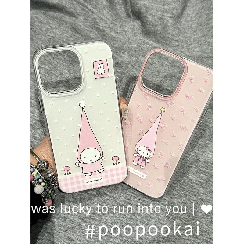 尖尖帽米菲兔酱适用苹果17promax手机壳iphone16新款奶油IMD壳华为mate70硅胶OPPOReno13vivox200小米17pro软