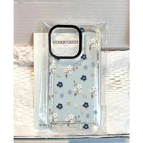 满屏蓝白碎花适用华为mate70苹果16手机壳小米15iPhone14防摔OPPOReno13荣耀300vivox200Promini套iQOOz9全包