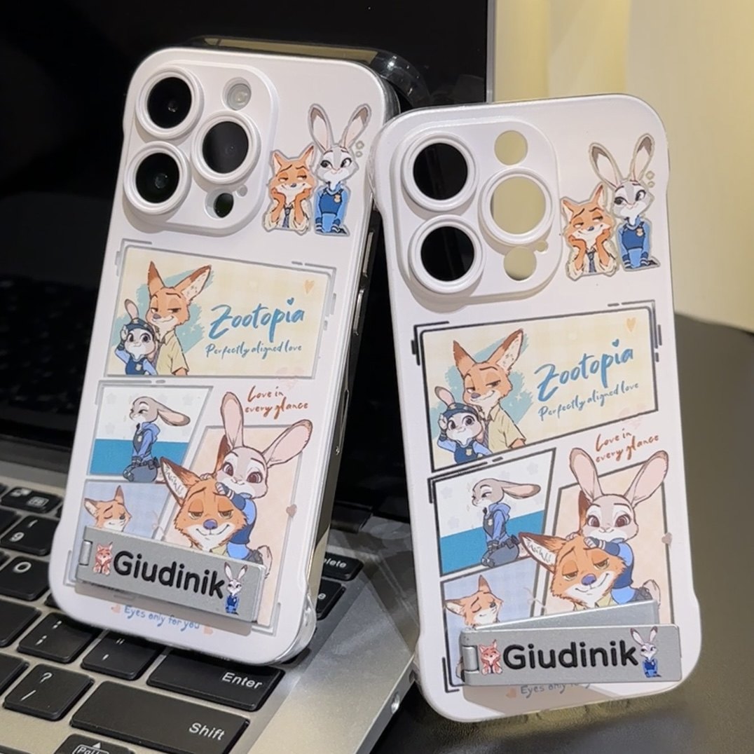 朱迪尼克插画PC无边框适用iPhone17Promax苹果16pro手机壳新款金属支架华为荣耀200简约vivox100小米17pro硬