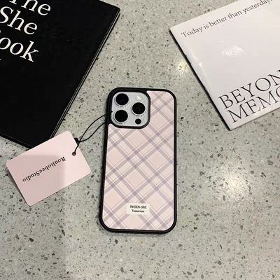 创意ins粉紫菱格适用苹果16/17promax手机壳iphone14pro可爱13/14软12新款16e彩色软边亚克力防摔套plus超火