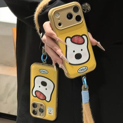 呆萌萌西高地适用苹果17promax毛绒挂绳手机壳16pro华为mate70新款糖果气垫壳pura70防摔OPPOReno13/vivos20