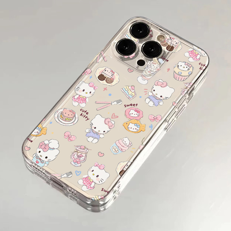 蓝色甜品凯蒂猫适用苹果15手机壳16Pro卡通vivox100透明红米note13防摔小米14一加华为pura70荣耀200硅胶OPPO