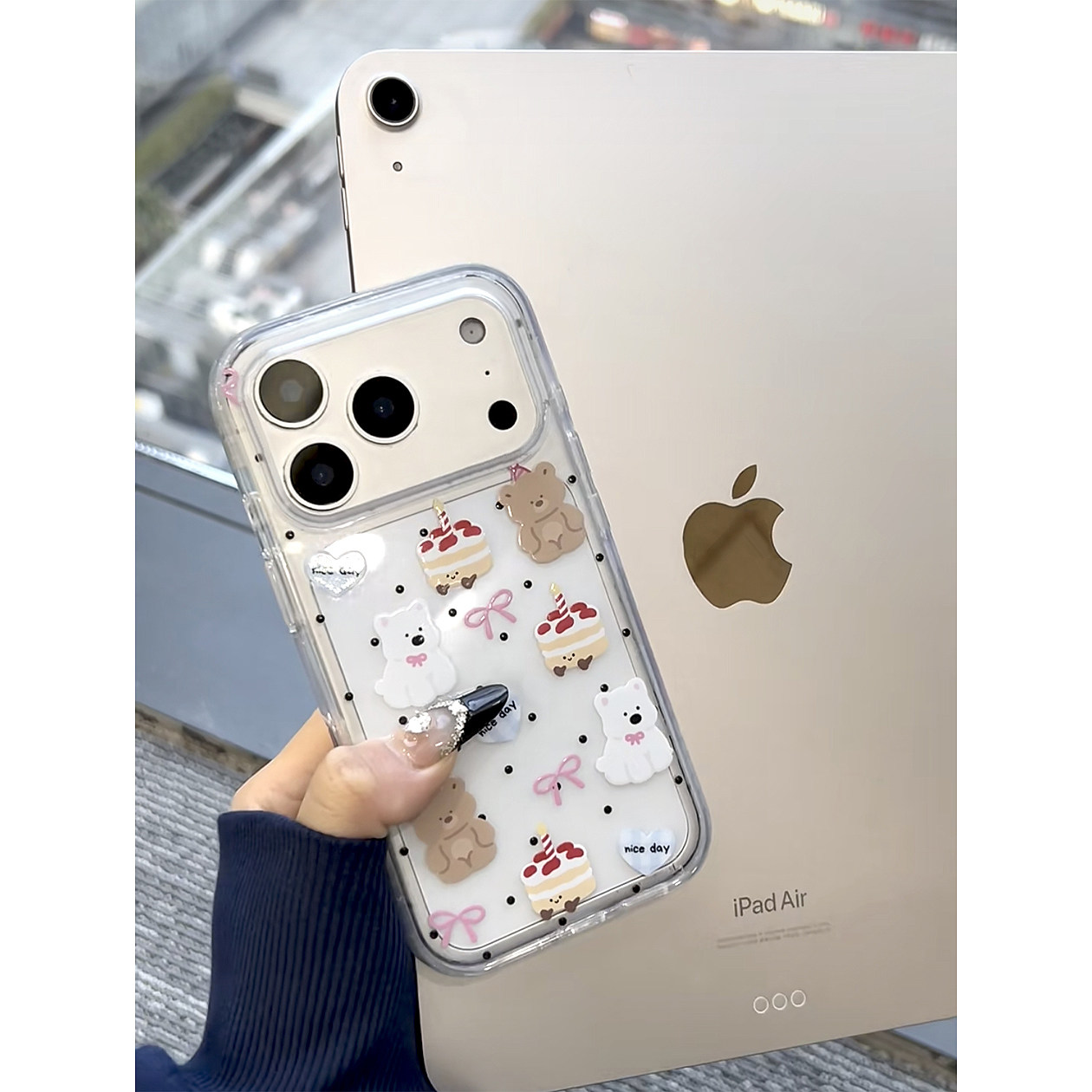 小熊蛋糕壳适用苹果17promax手机壳iPhone16pro太空壳华为Mate70防摔Reno13vivox200小米17pro硅胶荣耀300软