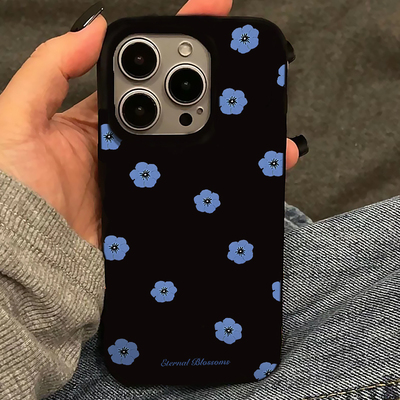 蓝茉莉花适用苹果15promax手机壳16pro华为mate60新款pura70果冻壳OPPOReno12/vivos19x100网红超火小米14套
