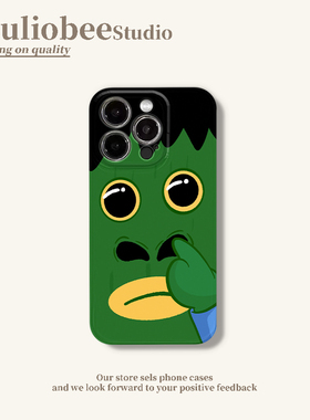 绿色抠鼻表情适用苹果15promax手机壳16pro华为mate60新款pura70菲林壳OPPOReno12/vivos19x100超火小米14套