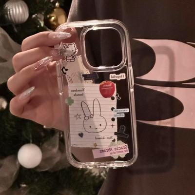 涂鸦素描米菲兔适用华为mate70苹果16手机壳小米15iPhone14防摔OPPOReno13荣耀300vivox200Promini套iQOOz9女
