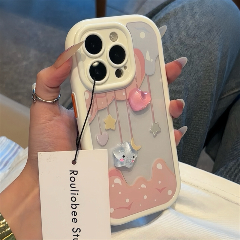 趣味ins少女心立体星星与心愿贴件适用苹果16Promax手机壳高级感iphone15pro小众14pro华为荣耀vivo小米OPPO