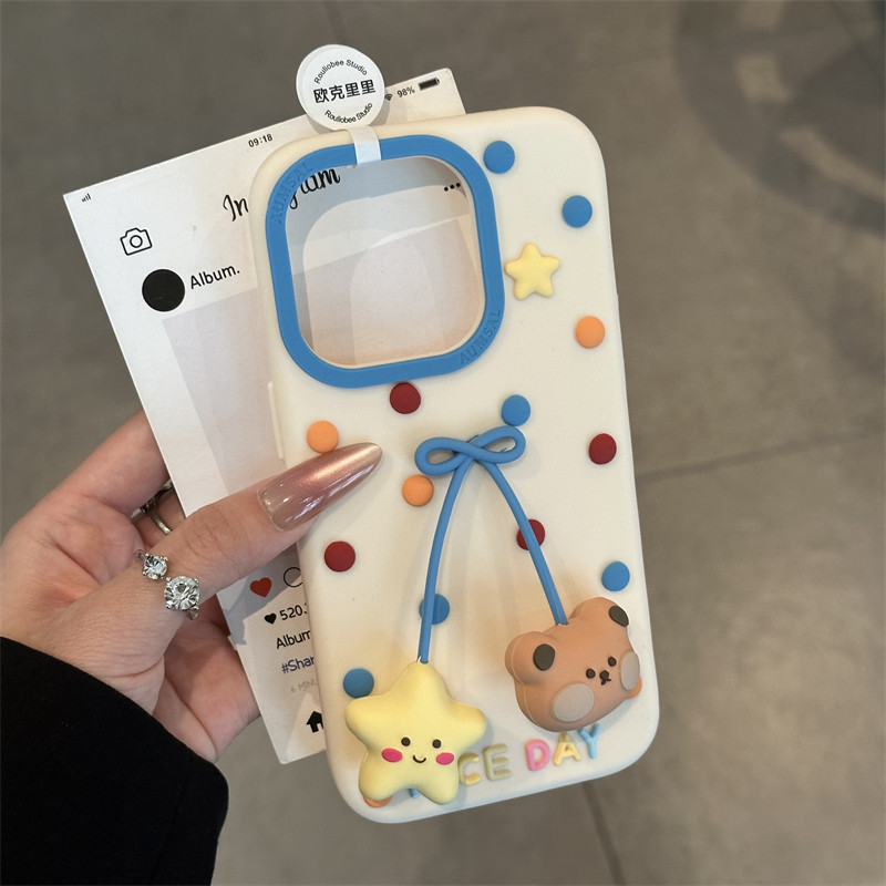 可爱彩色波点蝴蝶结星星小熊适用苹果16promax手机壳iphone15新款16pro少女15pro卡通14pm日韩13硅胶14全包软,3C数码配件,手机保护套/壳,淘宝优惠券,粉丝福利购,淘宝优惠卷