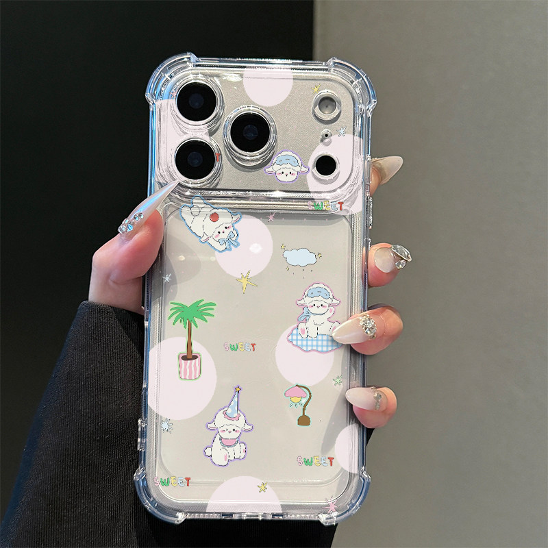 三只咩咩小羊适用iPhone17promax苹果16pro手机壳华为Mate70新款透明气囊壳vivox300荣耀400防摔小米17Pro软