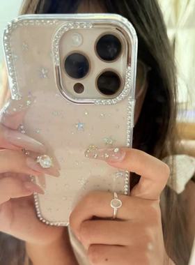 2025新款适用苹果16promax的手机壳iphone15透明水钻高级感小众14pro带钻闪钻奢华感13/14网红爆款max全包16e