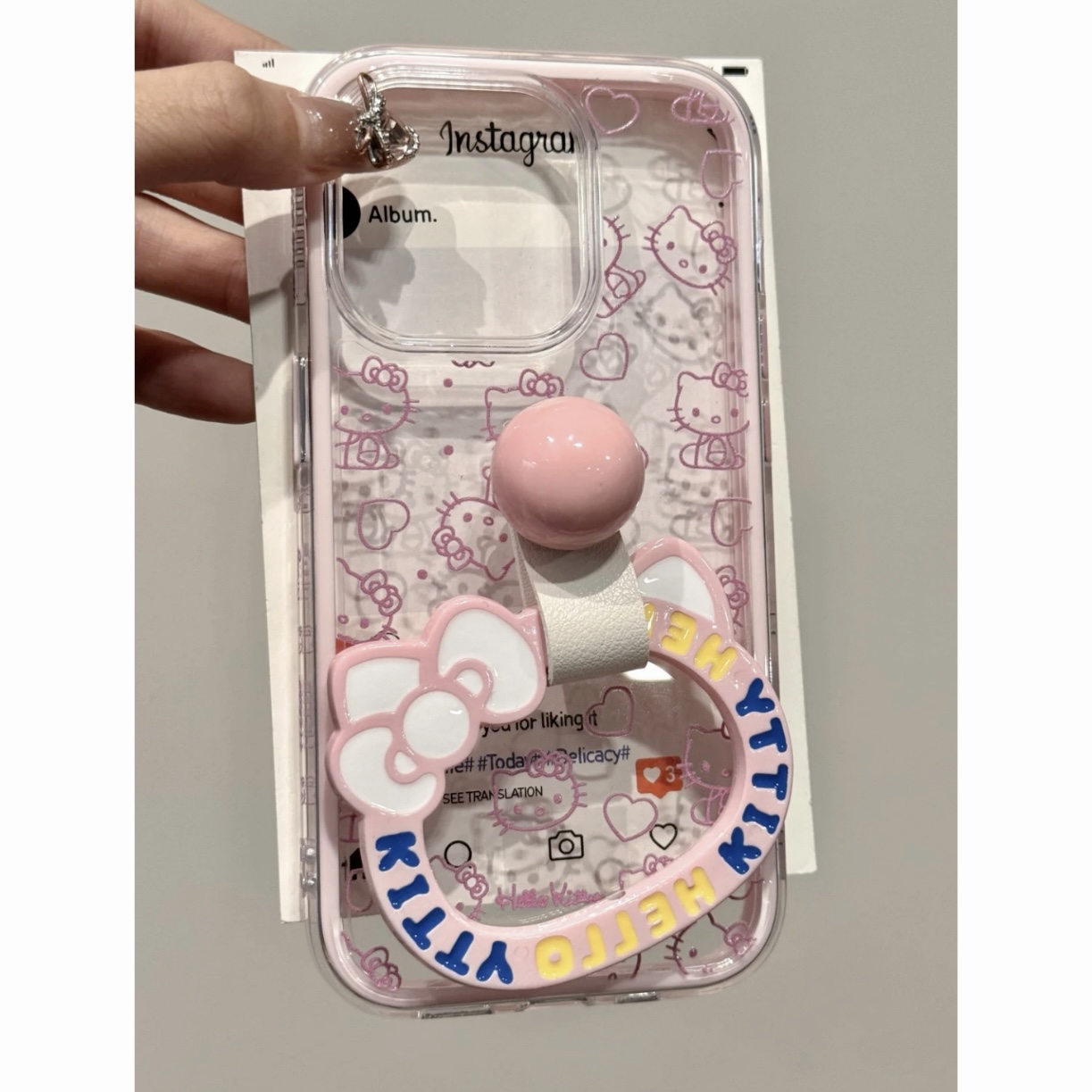ins可爱镂空kitty猫指环扣适用苹果16promax手机壳iPhone15Pro新款16保护套13情侣款14全包防摔软15pro二合一