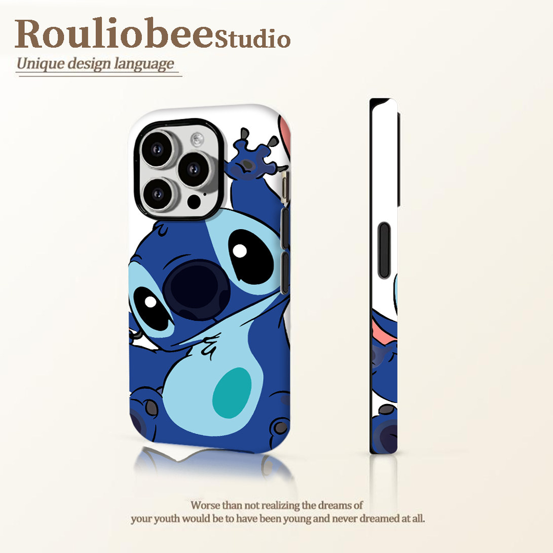 蓝史迪奇适用苹果15手机壳iPhone16promax卡通华为mate70荣耀vivo个性小米超火菲林二合一防摔套OPPO网红超火