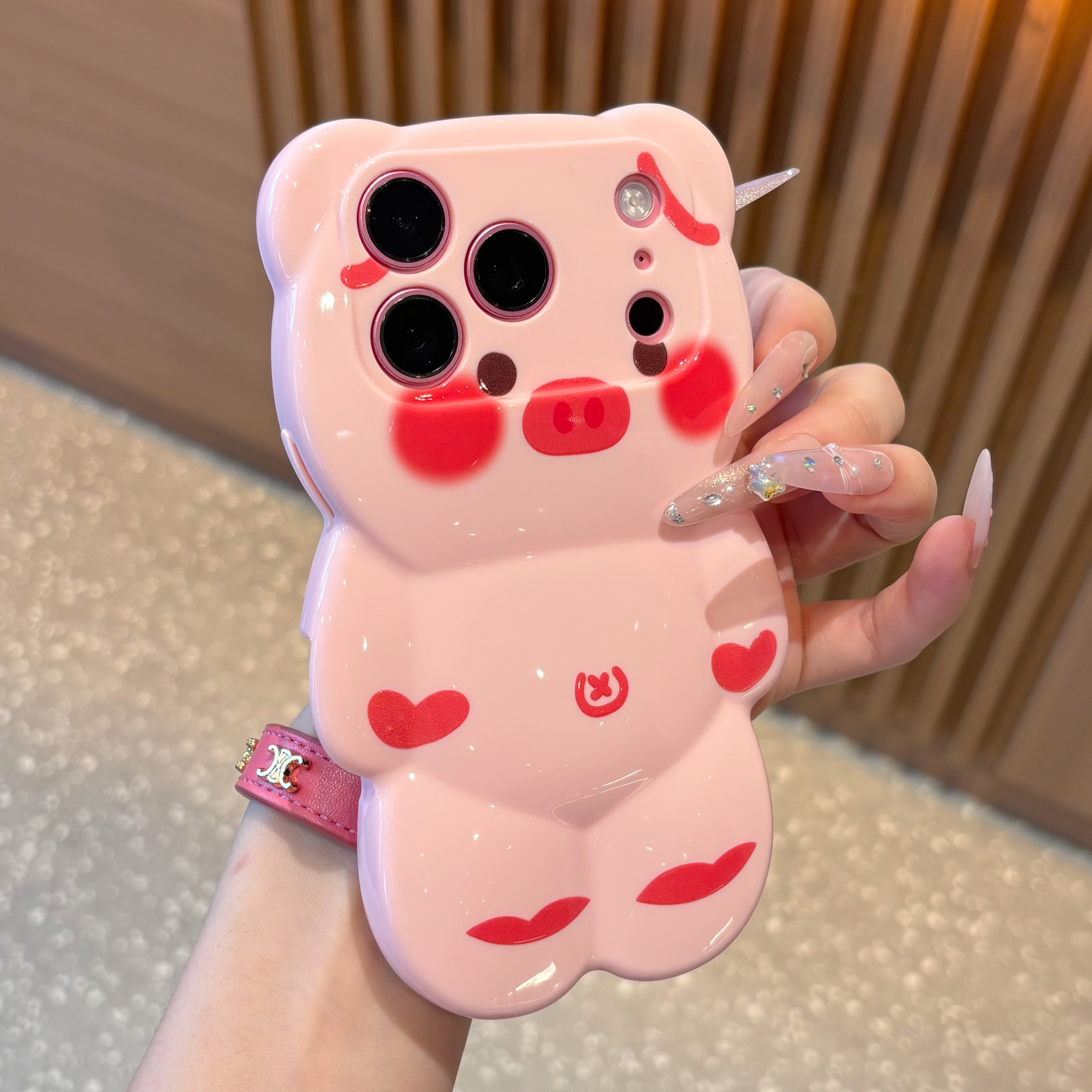卡通立体肚脐粉猪适用苹果18Pro手机壳iphone17Promax新款小熊壳16plus小众16Pro个性可爱14/13高颜值手机套
