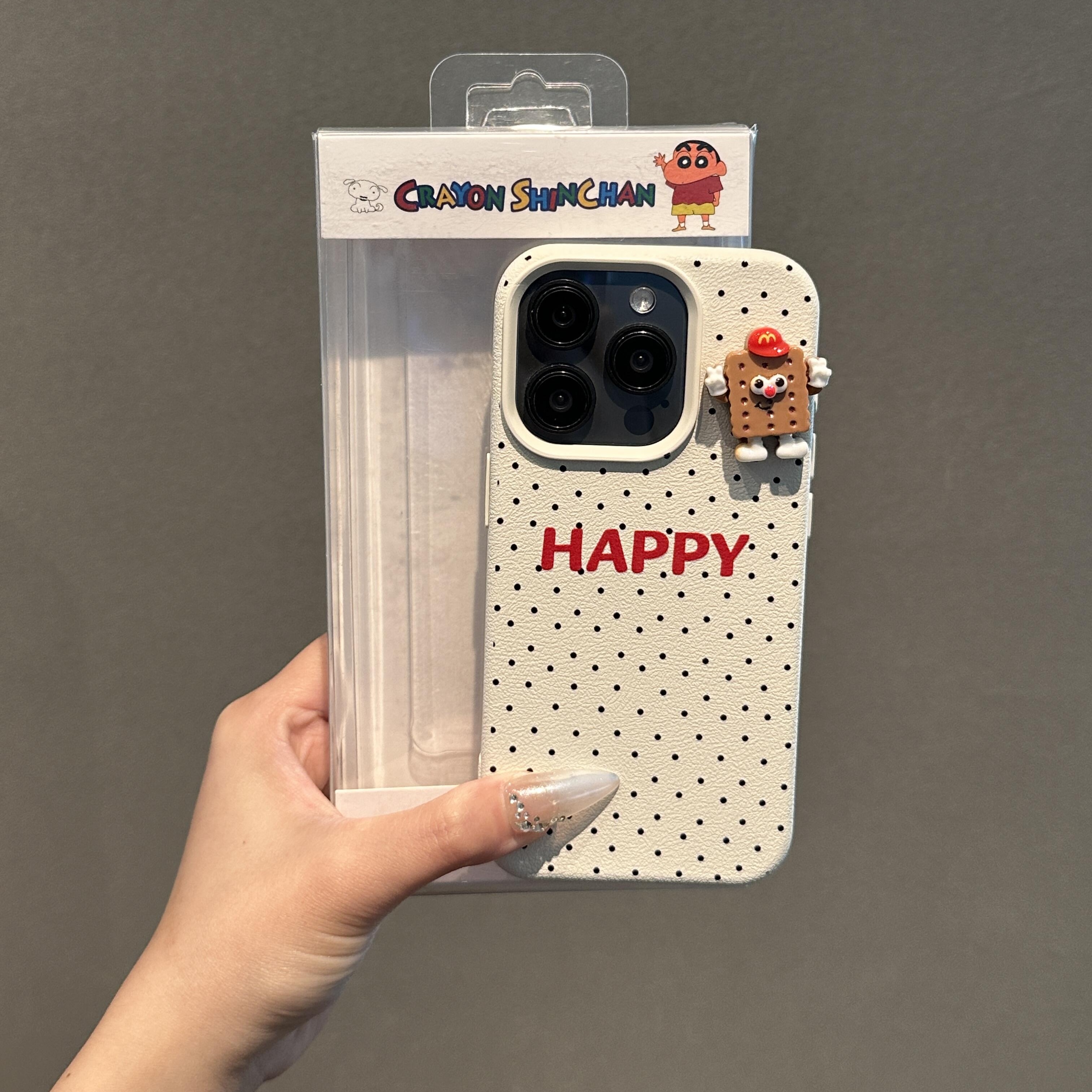 黑色波点立体饼干适用苹果15pro max手机壳iphone13新款16皮质软壳12女款14promax硅胶防摔全包创意小众日韩