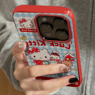 冬日雪人凯蒂适用苹果16/17promax手机壳iphone16pro可爱卡通13/14软12新款11果冻酒红肤感防摔plus情侣x/xr