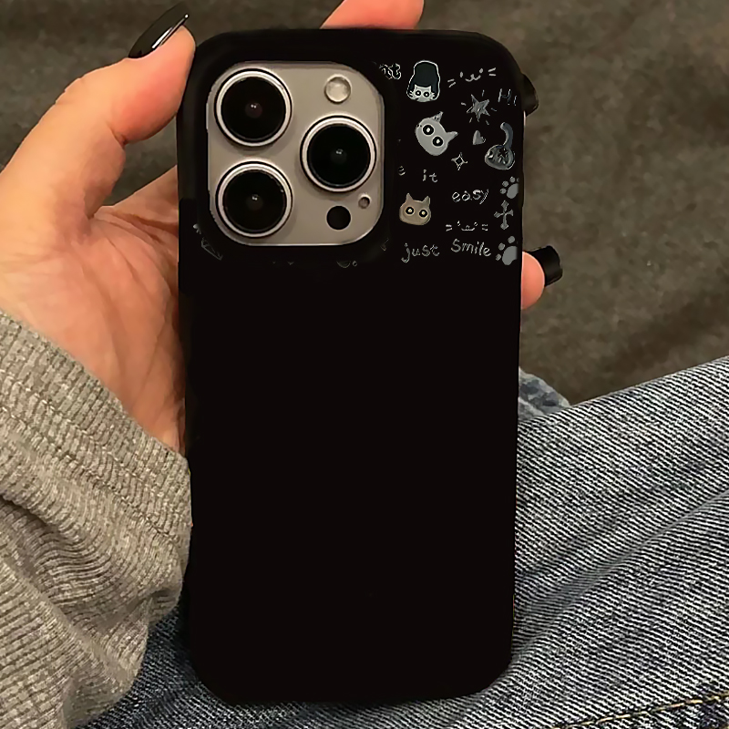 涂鸦创意图案适用苹果16promax手机壳iphone13新款果冻黑15pro华为mate70荣耀vivox200小米OPPO全包网红超火