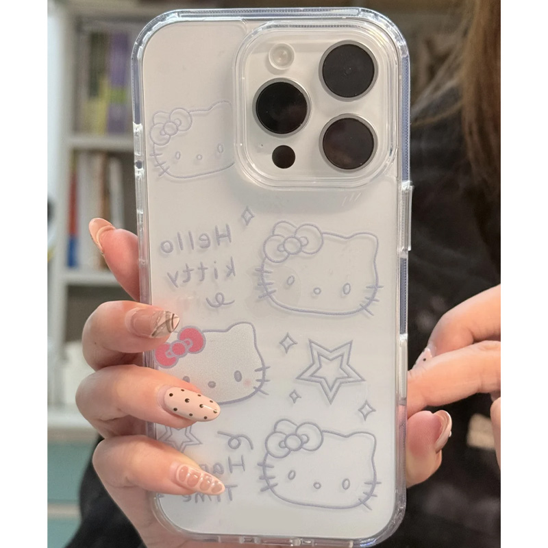 hellokitty线条适用苹果16promax手机壳iPhone15新款16pro保护套7/7plus网红超火x男女款14全包防摔15promax