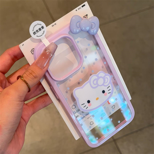 浅蓝波点适用苹果16promax手机壳iPhone15promax情侣款高级感14plus新款kt蝴蝶结13多色12/11透明保护套14Pro
