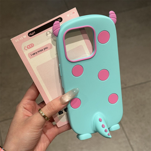 卡通立体硅胶软萌小怪兽尾巴适用苹果iphone17promax可爱小众15pro少女心趣味14新款13pro个性全包16手机壳16