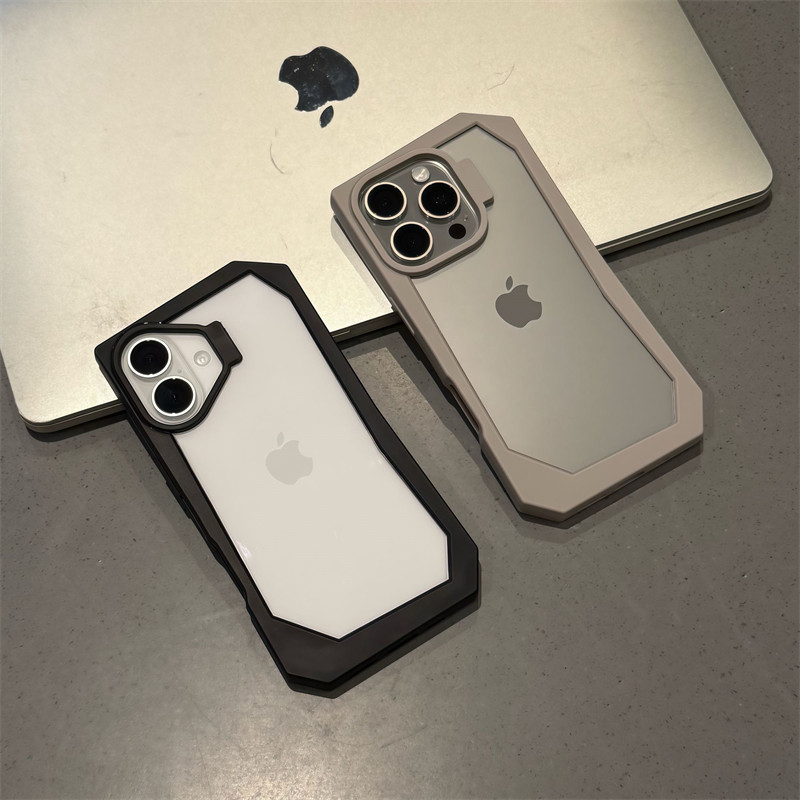 抖音同款高颜值ins小众不规则边框透明适用苹果15Pro手机壳iphone16promax新款13女16plus创意14防摔套15pm男