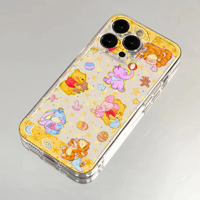 可爱维尼家族适用苹果15手机壳16Pro卡通vivox100透明红米note13防摔小米14一加套华为pura70荣耀200硅胶OPPO