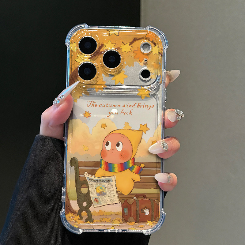 可爱秋日星人适用iPhone17promax苹果16pro手机壳华为Mate70新款透明气囊壳vivox300荣耀400防摔小米17Pro软