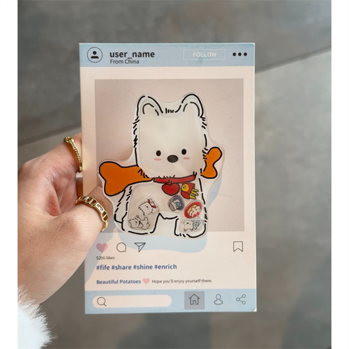 可流动卡通可爱西高地小狗摇摇乐支架网红爆款超火ins手机折叠气囊支架个性时尚适用iPhone苹果16华为粘贴式