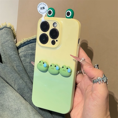 渐变青蛙适用苹果15promax手机壳16pro华为mate60新款pura70菲林壳OPPOReno12/vivos19x100网红超火小米14套
