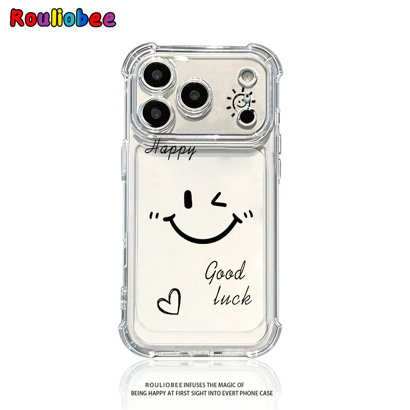 简约线条笑脸适用iPhoneDuo苹果18Promax手机壳17Pro华为Mate80新款透明气囊壳vivox300防摔小米18Pro手机套