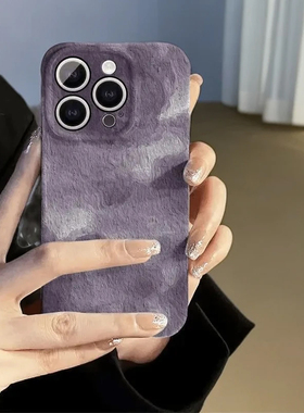 油画紫色渐变适用苹果17promax手机壳16pro华为mate70新款pura70菲林壳OPPOReno13/vivos20x200小米15超火套