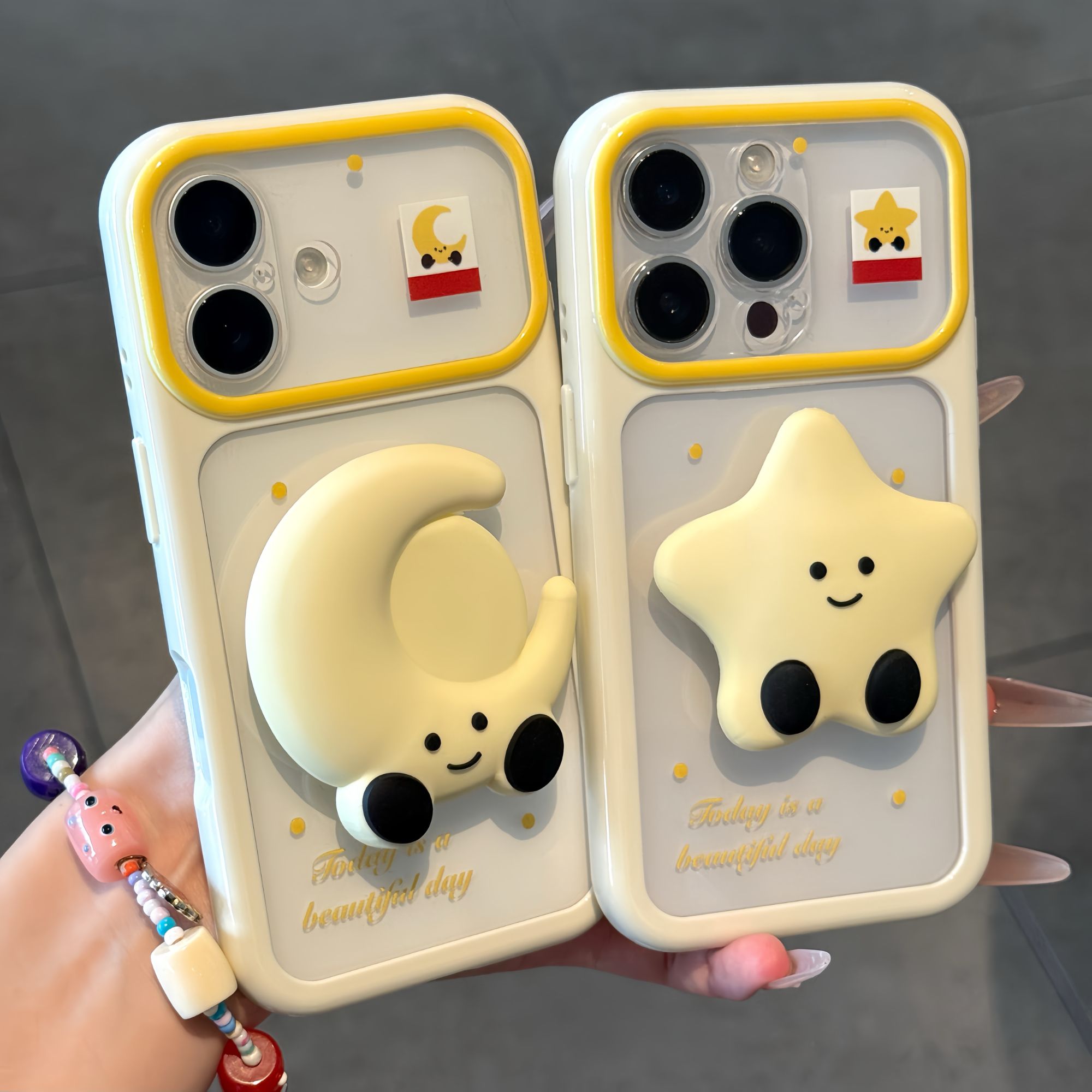 波点快乐星星适用苹果17promax气垫支架手机壳iphone16pro新款星空壳vivoS50华为mate80防摔小米17pro手机套