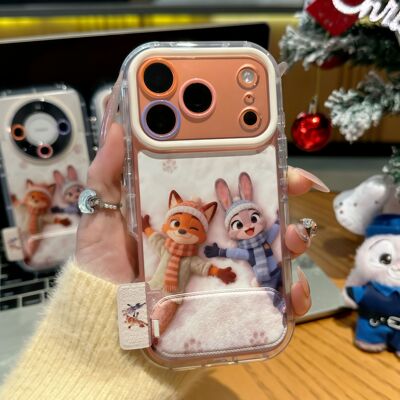 躺雪地朱迪尼克适用iPhone17promax手机壳16防摔华为Pura80新款镜面支架荣耀400泡芙羽纱vivox300小米17pro软