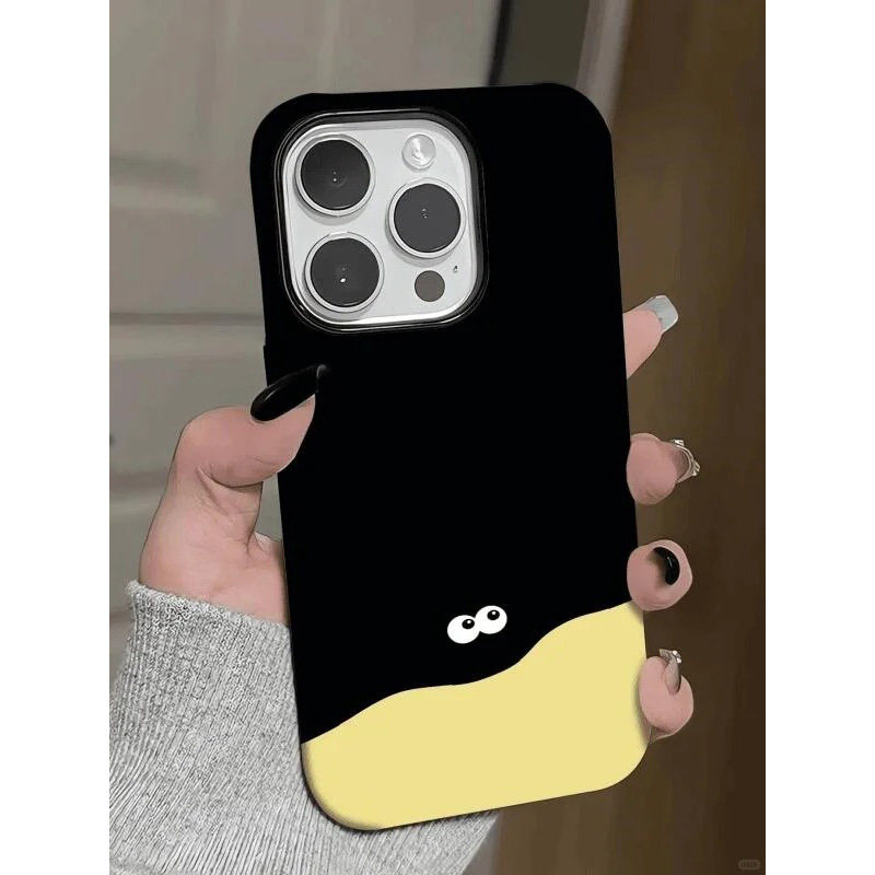 可爱黑炭小煤球适用苹果17promax手机壳iphone16/15新款果冻黑15pro华为mate70荣耀vivox200小米OPPO全包超火