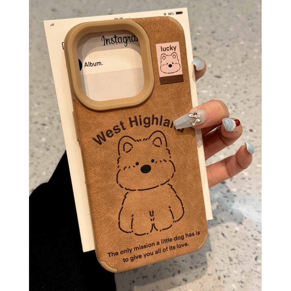 ins韩国可爱时髦秋冬豹纹西高地手机壳适用iphone16promax全包12苹果14/13新款15ProMax软壳14防摔15保护套13