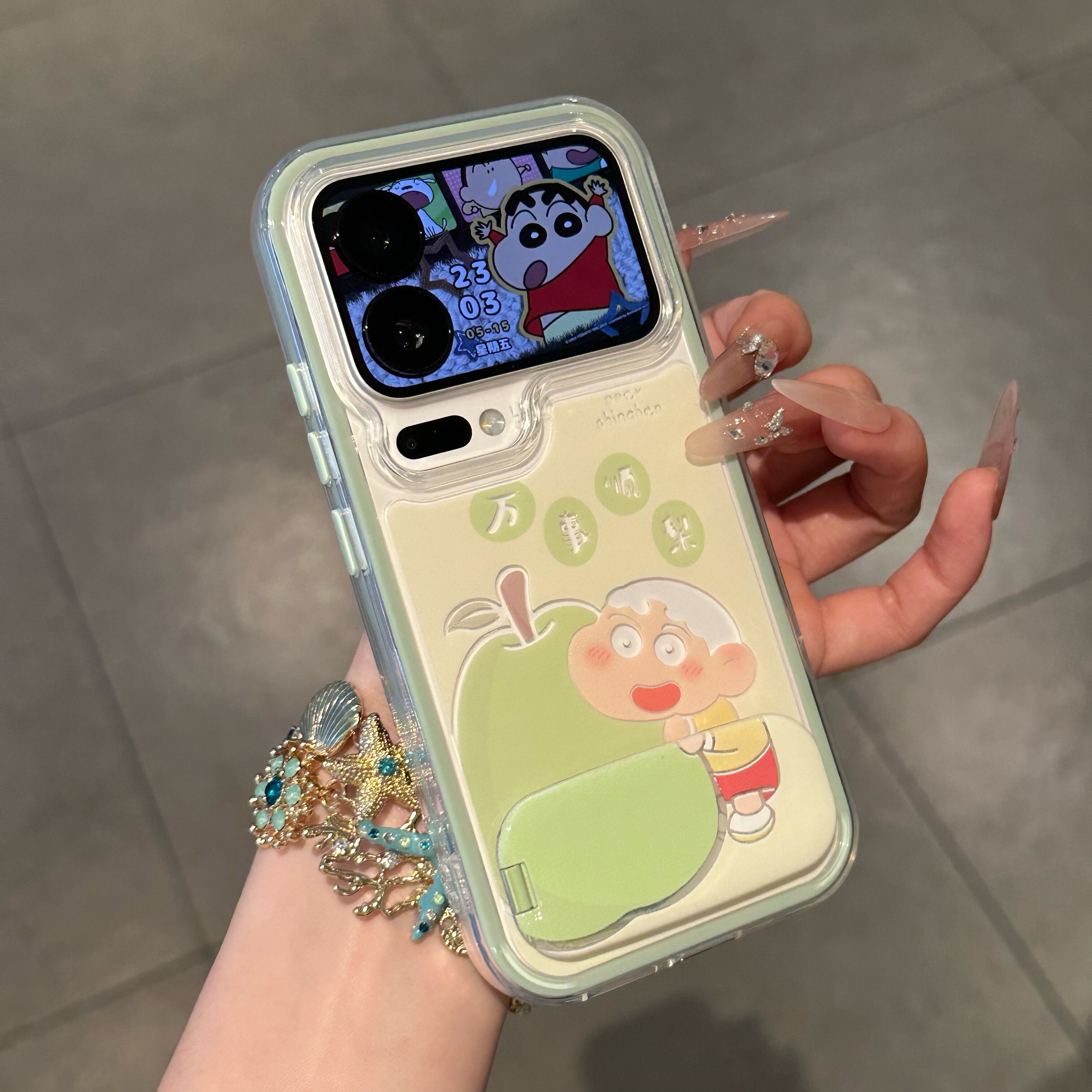 小新万事顺梨适用苹果17promax镜面支架手机壳iphone16新款三合一炫彩华为Mate80透明vivox300防摔小米17pro