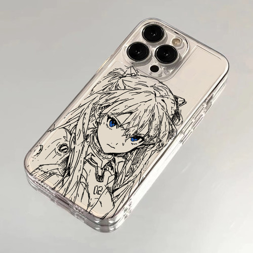 线稿明日香适用苹果13手机壳16Pro卡通vivox200透明红米note14防摔小米15一加套华为pura70荣耀x60硅胶OPPO软