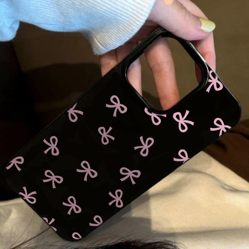 适用于iPhone16pro max少女ins风粉色蝴蝶结13pro黑色手机壳11甜酷日韩风12小众14硅胶保护套xr软壳15pro防摔