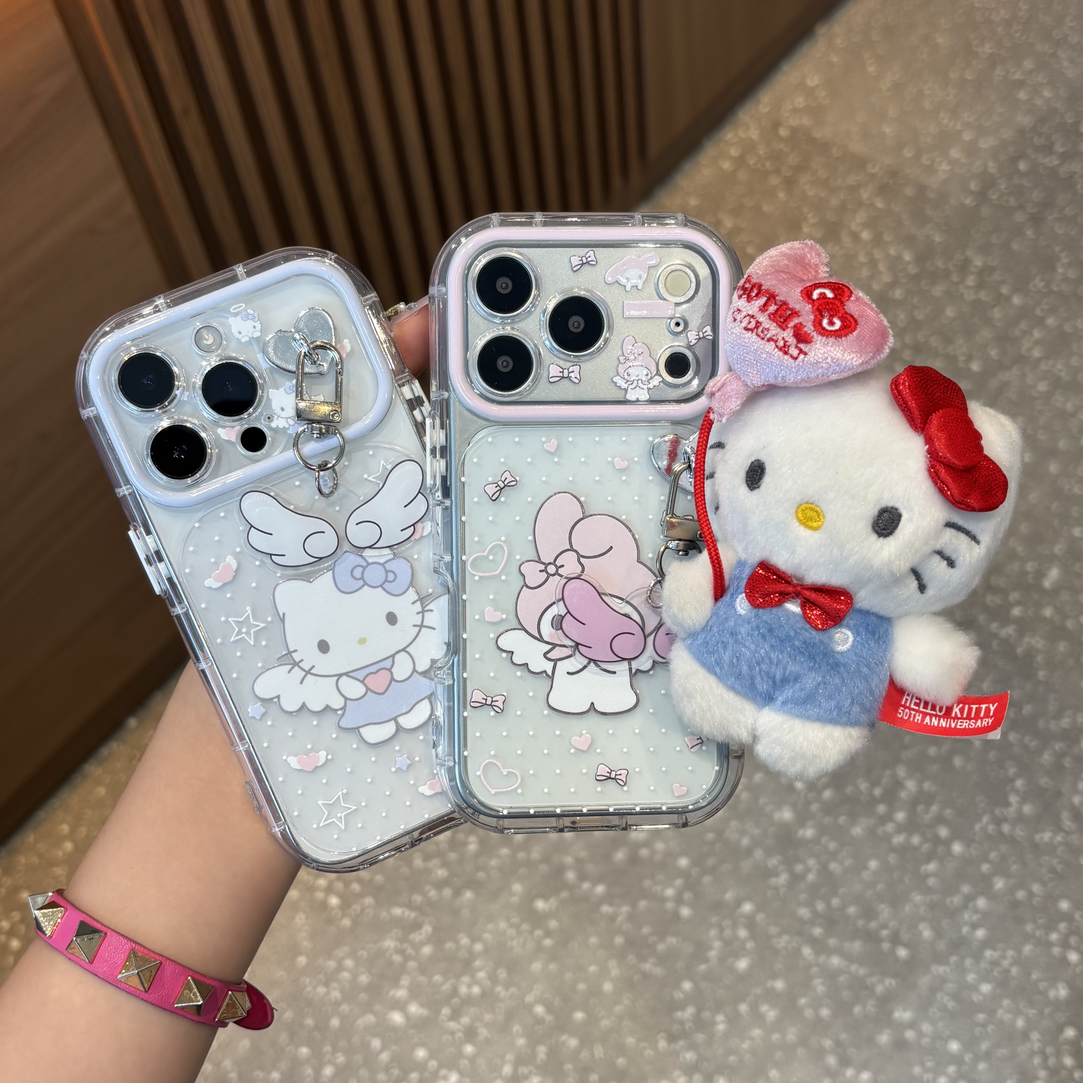 淡紫天使猫咪适用iPhoneDuo苹果18promax翅膀挂件手机壳17Pro新款彩虹壳X300华为Mate80防摔小米17Pro手机套