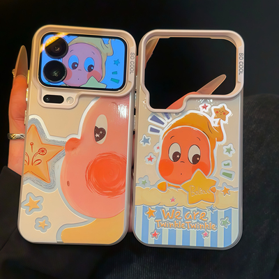 大脸蛋星人适用苹果手机壳17promax手机壳iphone16华为mate80新款磨砂彩银壳vivox300防摔reno15小米17pro软