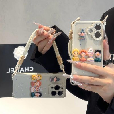 趣味卡通小人偶公仔贴件适用苹果16pro手机壳新款iphone16promax套苹果小米15带挂绳华为mate70荣耀vivoppo套
