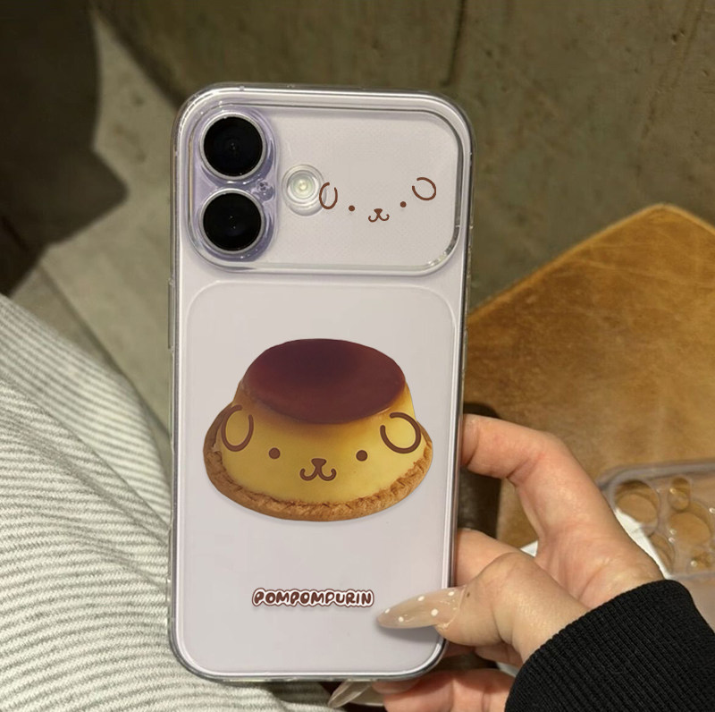 布丁狗蛋糕适用苹果16pro手机壳iPhone17promax新款透明秒变大视窗华为Mate80防摔vivoS50软小米17Pro手机套