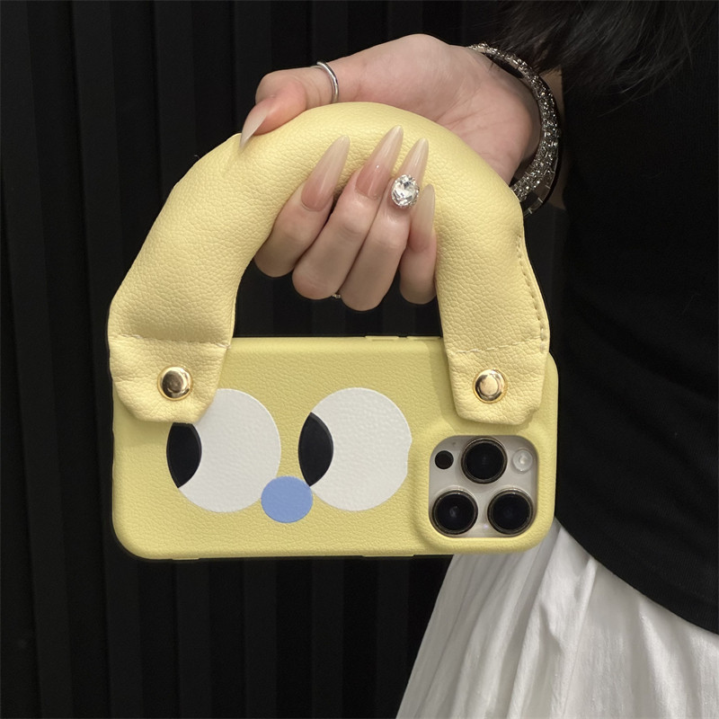皮纹TPU黄色眼睛表情适用iPhone17promax苹果16Pro手机壳新款立体把手15promax华为Pura70防摔Mate70/60超火