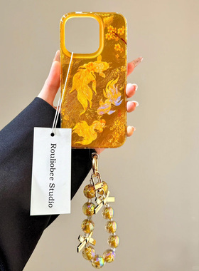 金光桂花锦鲤适用苹果16/15/14pro手机壳华为Pura70pro新款mate60/OPPO挂绳vivos19x100套iQOOz9小米14note13