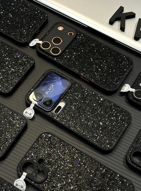 高颜值ins奢华黑色闪钻适用iPhone17小米17Promax手机壳苹果16华为Pura80荣耀400vivoOPPOFindx8Pro保护壳女