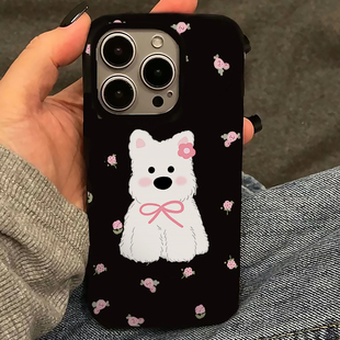 碎花西高地适用苹果15promax手机壳16pro华为mate60新款pura70果冻壳OPPOReno12/vivos19x100网红超火小米14